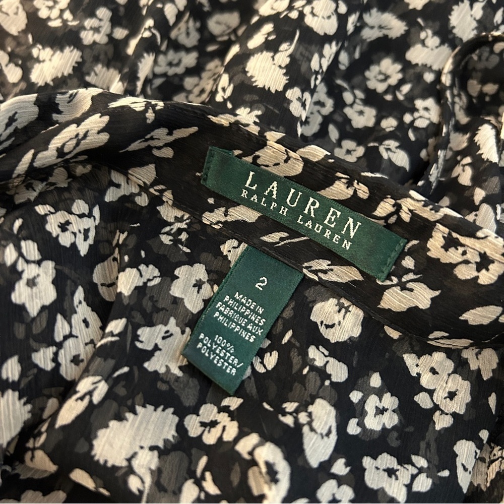 ❤️ Ralph Lauren Black and White Floral Blouse 2 - Picture 5 of 8